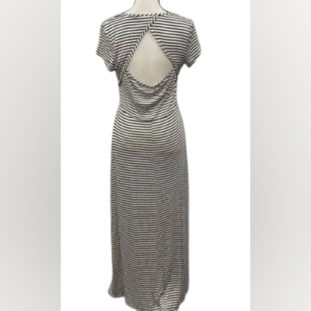 Olivia Rae Medium Striped Maxi Dress Black White Nautical Casual Long Dress‎
